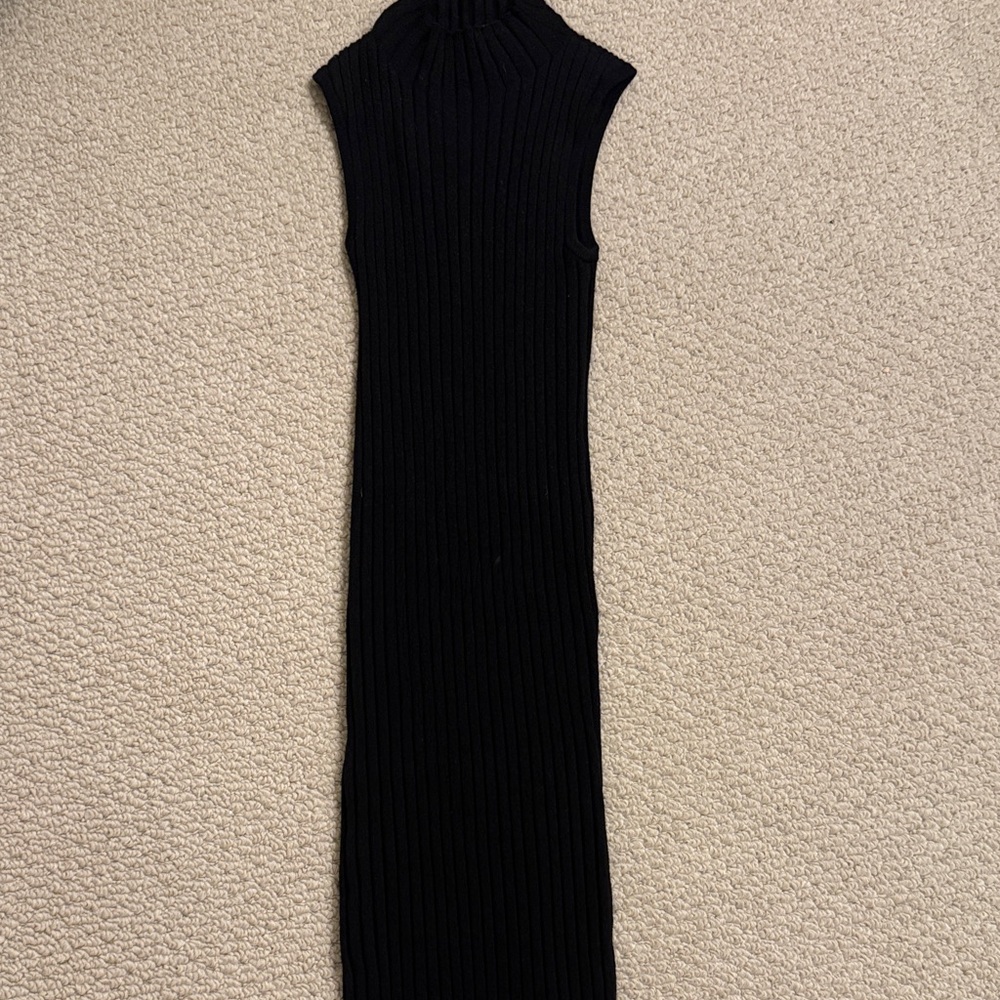 Wilfred Black Ribbed Midi Dress